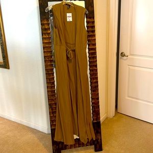 Open belted cardigan olive color
